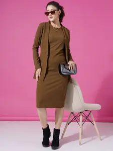 Selvia Women Round Neck Sleeves Sheath Dress