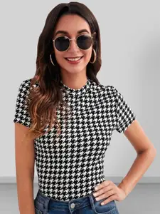 Dream Beauty Fashion Geometric print Round Neck Short Sleeves Top
