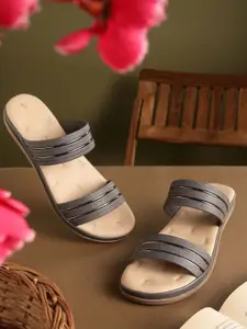 TRASE Women Striped Open Toe Flats