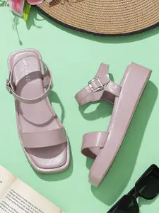 TRASE Women Platform Heel Sandals with Buckles