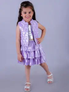 LIL DRAMA Girls Mandarin Collar Open Front Shrug