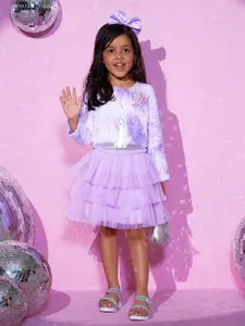 LIL DRAMA Girls Barbie Self Design Fur Shrug