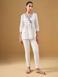 Global Desi Floral Print Cotton Top