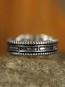 Exotic India Sterling Silver Silver-Plated Oxidised Finger Ring