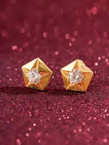 aadita Gold-Plated Stone-Studded Contemporary Studs Earrings
