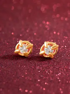 aadita Gold-Plated Stone-Studded Contemporary Studs Earrings