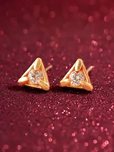 aadita Gold-Plated Stone-Studded Contemporary Studs Earrings