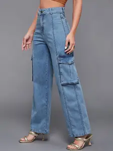 Miss Chase Women Wide Leg High-Rise Light Fade Stretchable Jeans