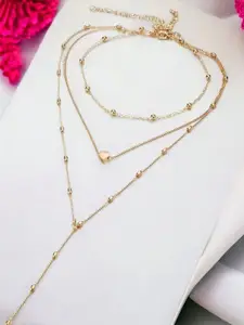 fabula Set Of 3 Gold-Plated Heart Shape Multi Layered Necklace