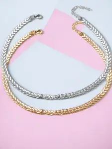 fabula Set Of 2 Silver-Plated Delicate Choker Necklace