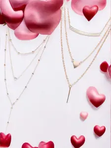 fabula Set Of 2 Gold-Plated Multi Layered Charm Crystal Necklaces