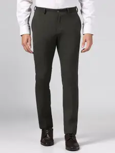 Blackberrys Men Striped Mid-Rise Slim Fit Formal Trousers