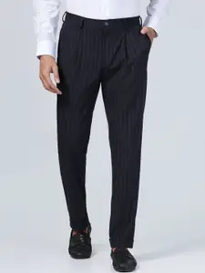 Blackberrys Men Striped Urban Slim Slim Fit Formal Trousers