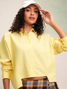 Tokyo Talkies Women Crop Collared Casual Shirt