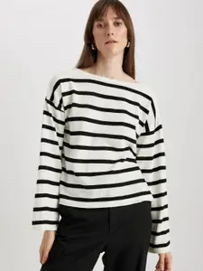 DeFacto Women Boat Neck Striped Pullover