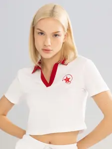 DeFacto Women Polo Collar Boxy T-shirt