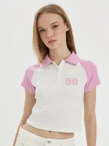 DeFacto Women Polo Collar Applique T-shirt