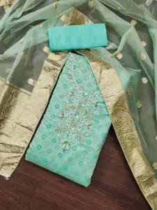 MANVAA Ethnic Motifs Embellished Beads and Stones Unstitched Dress Material