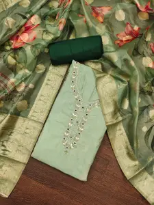 MANVAA Floral Embroidered Beads and Stones Unstitched Dress Material