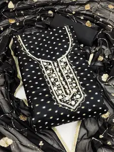 MANVAA Geometric Woven Design Beads and Stones Unstitched Dress Material