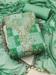 MANVAA Floral Embellished Beads and Stones Unstitched Dress Material