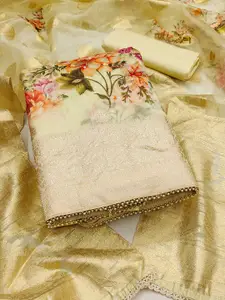 MANVAA Floral Printed Unstitched Zari Dress Material