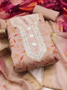 MANVAA Floral Printed Sequinned Unstitched Dress Material