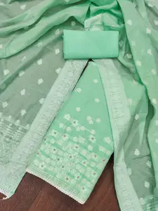 MANVAA Floral Woven Design Beads and Stones Unstitched Dress Material