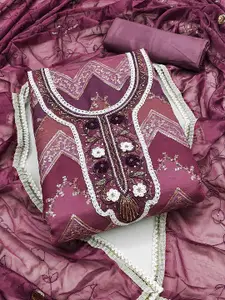 MANVAA Floral Embellished Sequinned Organza Unstitched Dress Material