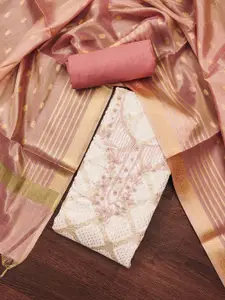 MANVAA Floral Embroidered Beads and Stones Unstitched Dress Material