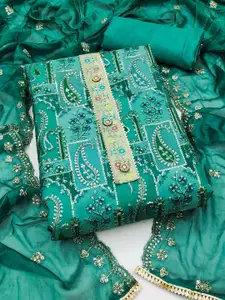 MANVAA Floral Embellished Sequinned Organza Unstitched Dress Material