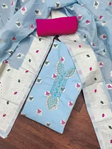 MANVAA Floral Woven Design Beads and Stones Unstitched Dress Material