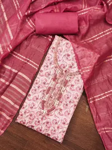 MANVAA Floral Printed Beads and Stones Unstitched Dress Material