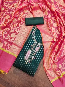 MANVAA Geometric Woven Design Beads and Stones Unstitched Dress Material