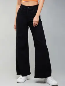 DOLCE CRUDO High Rise Clean Look Regular-Length Stretchable Wide Leg Denim Jeans
