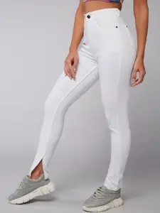 DOLCE CRUDO Skinny Mid Rise Side Slit Regular Length Stretchable Denim Jeans