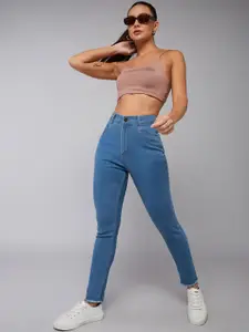 DOLCE CRUDO Skinny High Rise Cropped Length Fringe Detailing Stretchable Denim Jeans