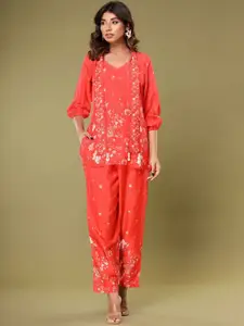 AUTUMN LANE Roshni Printed V-Neck Top With Trouser