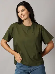 THE HOLLANDER Women Solid Half Sleeve Regular Fit T-shirt