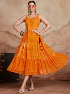 Sangria Printed Sleeveless Anarkali Ethnic Dress