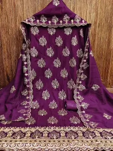 MANVAA Floral Embellished Sequinned Unstitched Dress Material