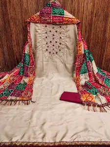 MANVAA Floral Embroidered Sequinned Unstitched Dress Material