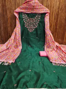 MANVAA Floral Embroidered Thread Work And Sequinned Unstitched Dress Material