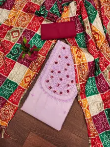 MANVAA Floral Embroidered Sequinned Unstitched Dress Material