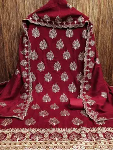 MANVAA Floral Embellished Sequinned Unstitched Dress Material