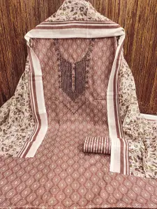 MANVAA Floral Printed Sequinned Dress Material