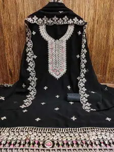 MANVAA Embellished Silk Georgette Unstitched Dress Material