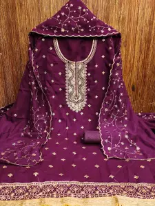 MANVAA Floral Embroidered Sequinned Unstitched Dress Material