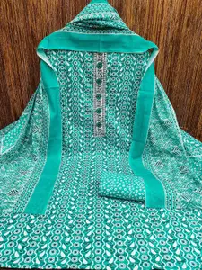 MANVAA Ethnic Motifs Printed Pure Cotton Unstitched Dress Material