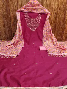 MANVAA Floral Embroidered Beads and Stones Unstitched Dress Material